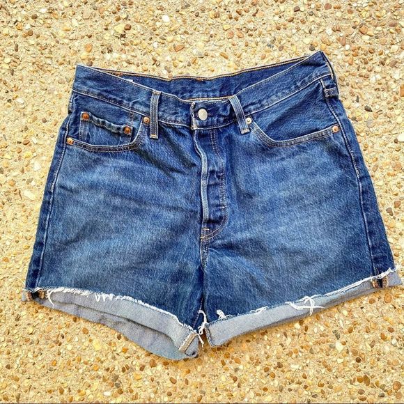 Levi's 501 Button Fly High Rise Cut Off Jean Shorts Size W 29 - Picture 1 of 9